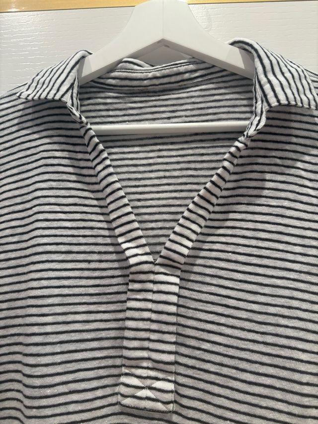 Camiseta manga larga rayas cuello textil orgánico