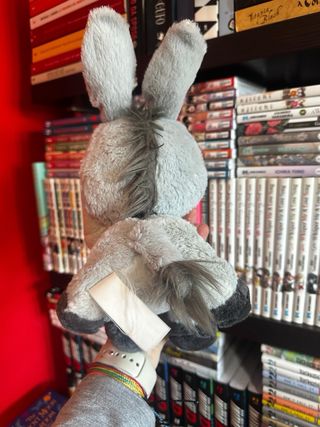 Pupazzo asino peluche grigio