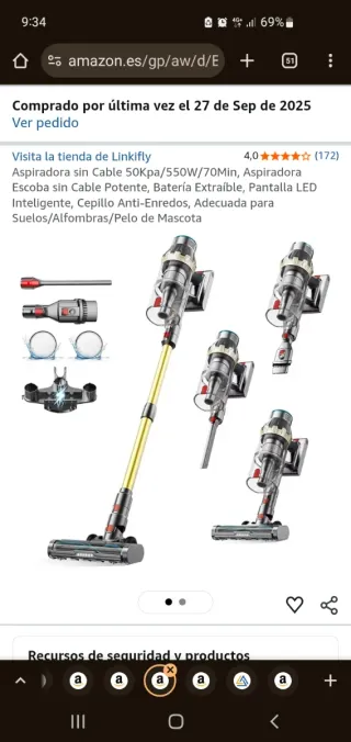 Aspirador Inalámbrico 50kPa tipo Dyson