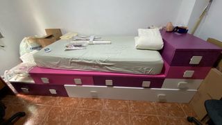 cama con cajoneras y estructura para 2ª cama