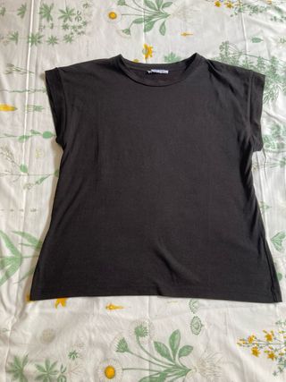 Camiseta Zara Algodón Negra