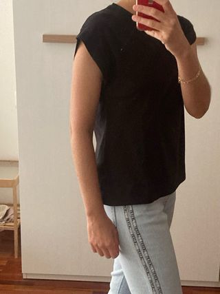 Camiseta Zara Algodón Negra
