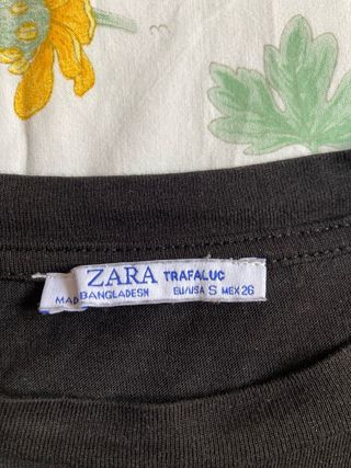 Camiseta Zara Algodón Negra