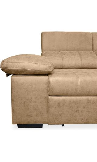 Sofá Cheslong Beige Piel Sintética