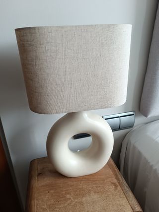 Lámpara de mesa cerámica y tela. 2 lámparas.
