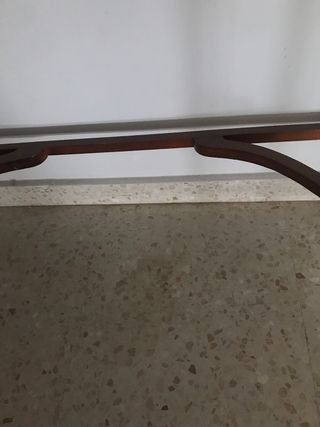 Tocador de madera con espejo y cristal