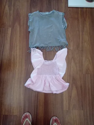 Blusa gris y camiseta rosa 11-12 años