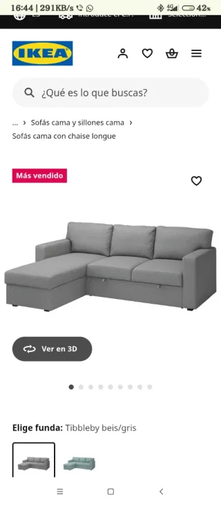 Sofá-cama Barslov Ikea Gris