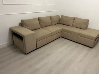 Sofá rinconera beige tela