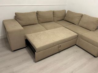 Sofá rinconera beige tela