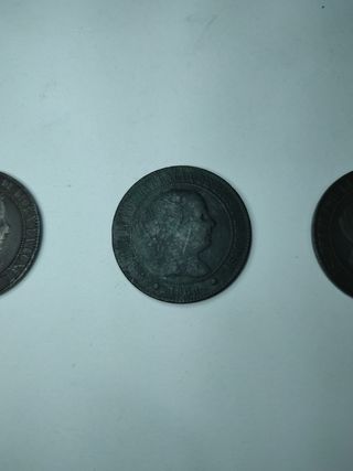 Lote 6 monedas Isabel II 5 Céntimos de Escudo