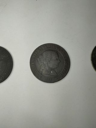 Lote 6 monedas Isabel II 5 Céntimos de Escudo