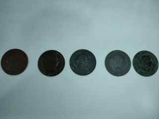 Lote 6 monedas Isabel II 5 Céntimos de Escudo