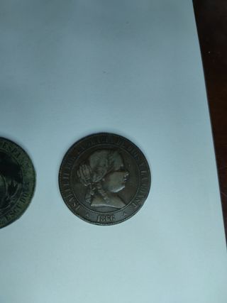 Lote 6 monedas Isabel II 5 Céntimos de Escudo