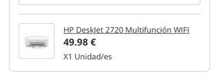 Impresora HP Deskjet 2720 Multifunción WIFI
