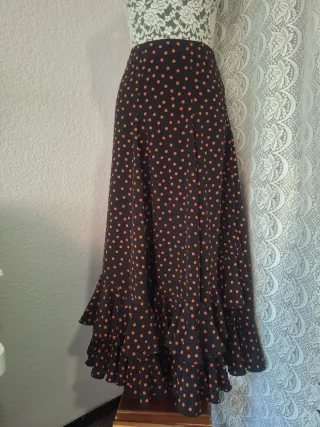 FALDA FLAMENCA NUEVA DE CREPÉ CON 2 VOLANTES M