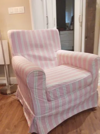 Butaca Ikea Rayas Rosas y Blancas