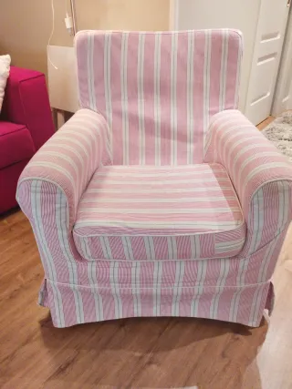Butaca Ikea Rayas Rosas y Blancas