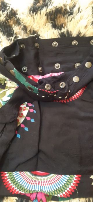 Minifalda Hippie Negra Estampada Talla Única