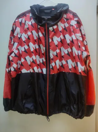 Impermeabile corto fantasia rosso nero