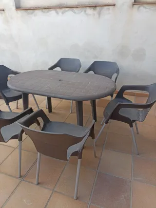 Mesa ovalada exterior140x85 con 6 sillas