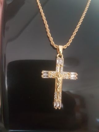 Cadena y Cruz Chapada Oro 18k