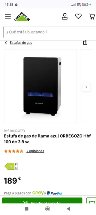 Estufa Gas Orbegozo HBF 100 Llama Azul