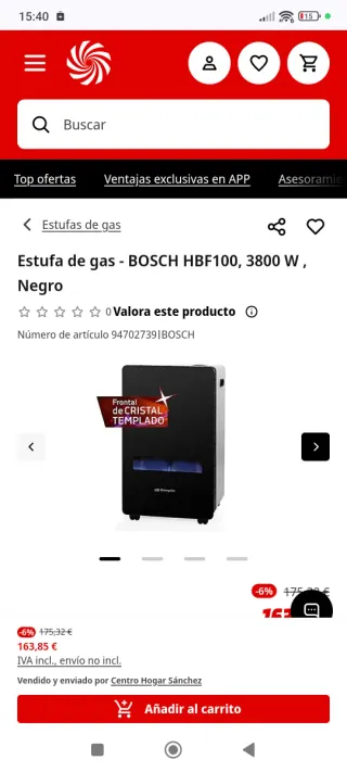 Estufa Gas Orbegozo HBF 100 Llama Azul