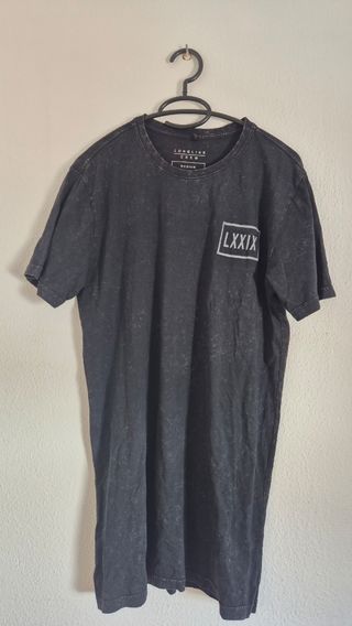 Camiseta gris jaspeado LONG LINE talla M