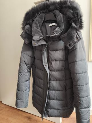 Cazadora plumífero mujer capucha gris M