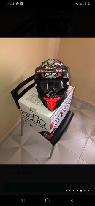 Casco Airoh Moto Negro Naranja completamente nuevo