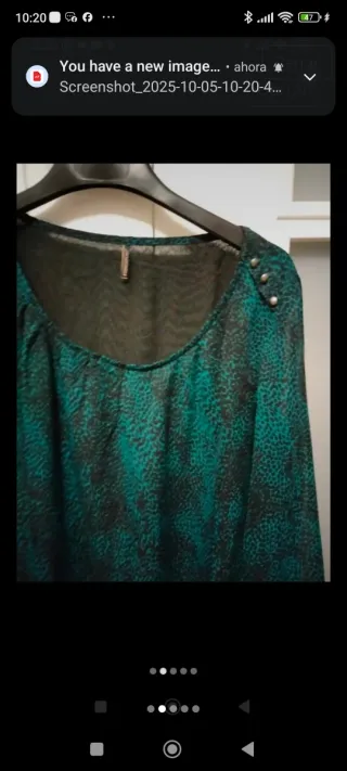 Blusa gasa forrada verde y negro