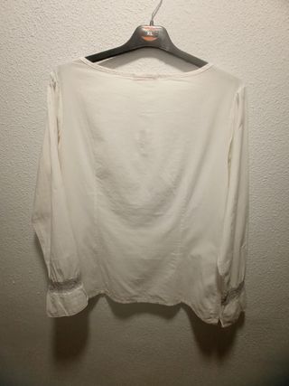 Camisa bordada vintage blanca de mujer