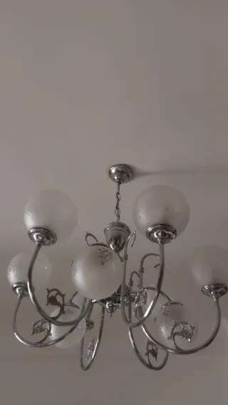 Lámpara de techo araña cristal y metal