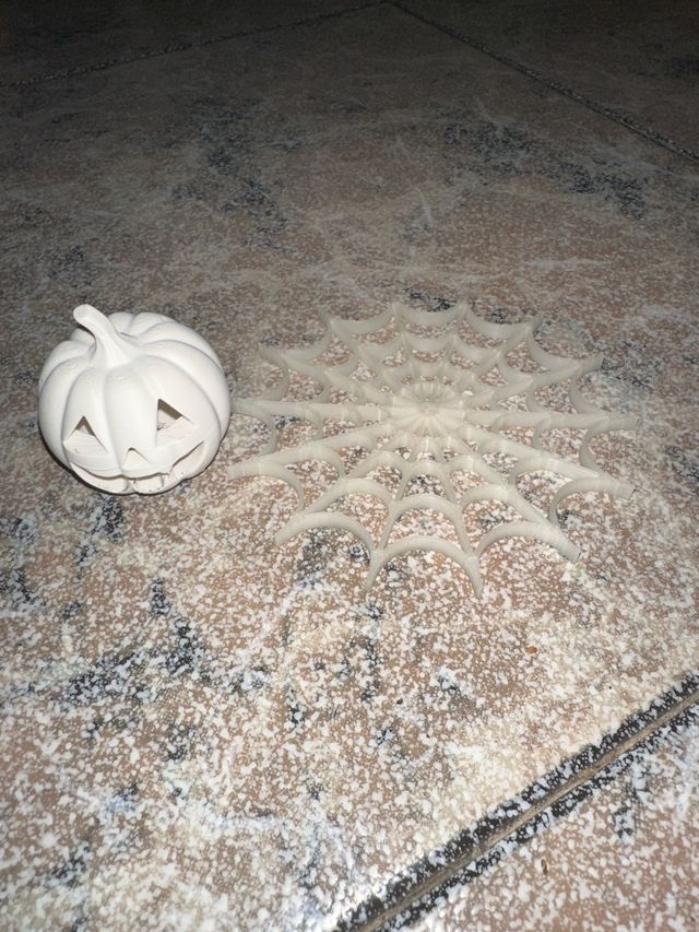 Decoración Halloween Calabaza y Telaraña UV