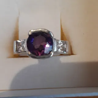 Anillo Plata Ley Amatista Natural