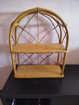 Estantería bambú y mimbre 2 baldas