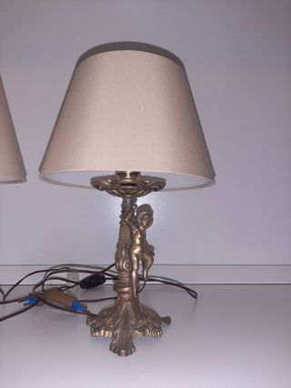 Coppia Lampade Comodino Vintage Ottone