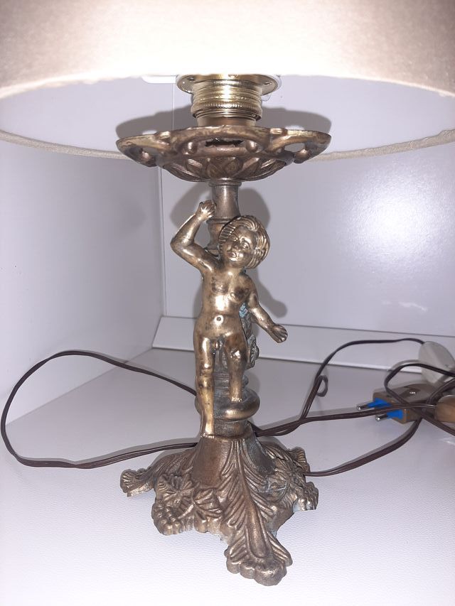 Coppia Lampade Comodino Vintage Ottone