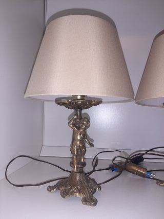 Coppia Lampade Comodino Vintage Ottone