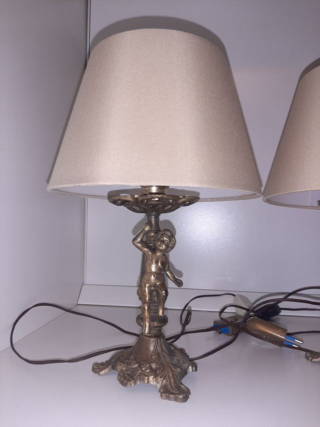 Coppia Lampade Comodino Vintage Ottone
