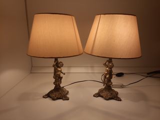 Coppia Lampade Comodino Vintage Ottone