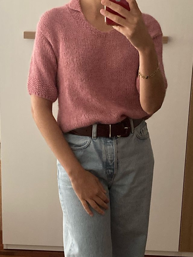 Jersey rosa tejido manga corta