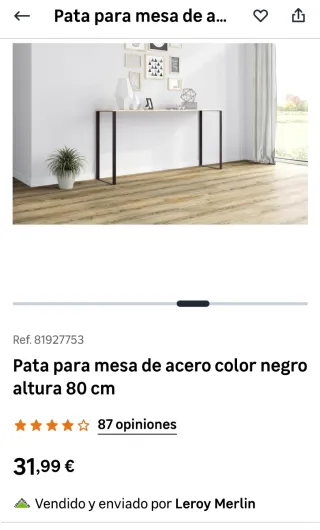 Pata mesa acero negro 80cm