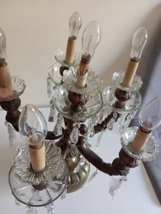 Conjunto de lámparas de Bronce y Cristal