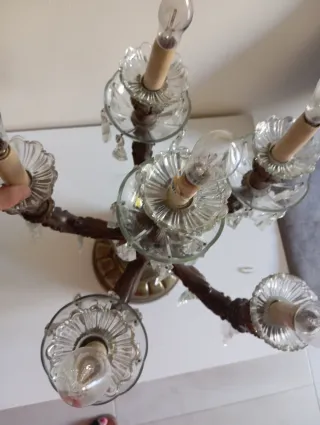 Conjunto de lámparas de Bronce y Cristal