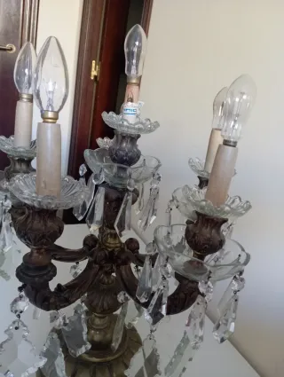 Conjunto de lámparas de Bronce y Cristal