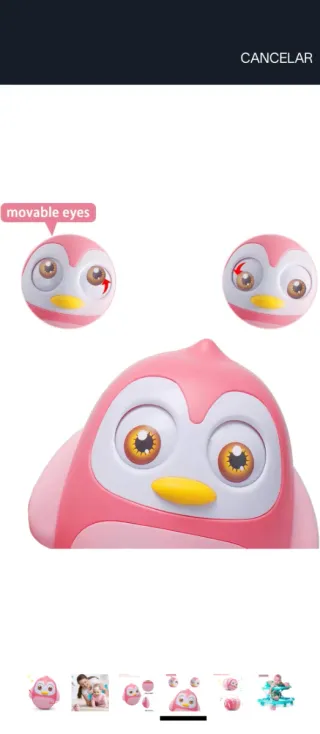 Pingüino balancín rosa y mordedor