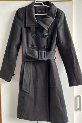 Abrigo paño Zara negro talla 38