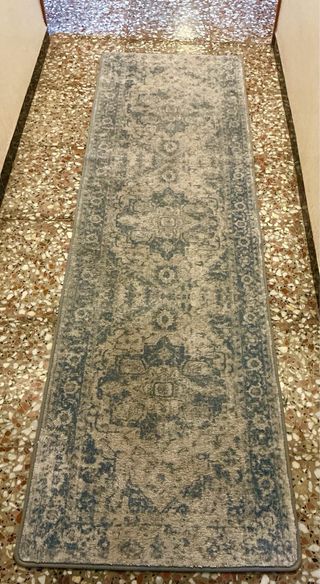 Alfombra azul lavable para pasillo/cocina